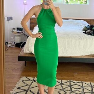 Zara Vibrant Green Halter Midi Dress